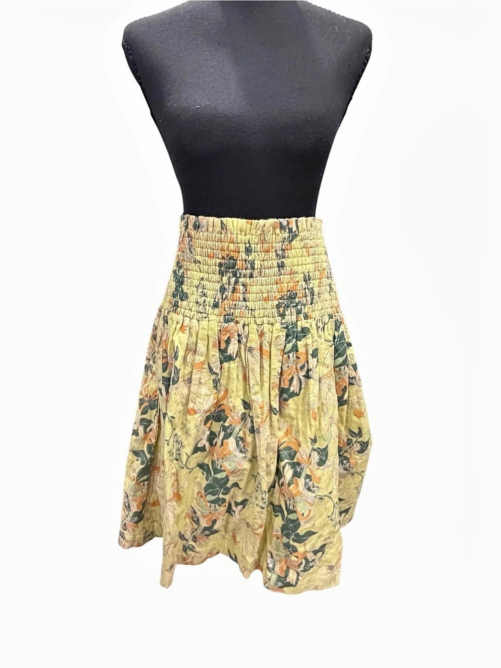 kate quinn Floral Midi Skirt Yellow & Green Size XL New without tag